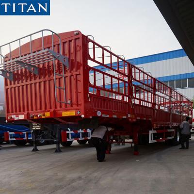 중국 40 ton 60 ton dry cargo carrier trailer 3 axles fence semi trailer  Drawbar Trailer 판매용