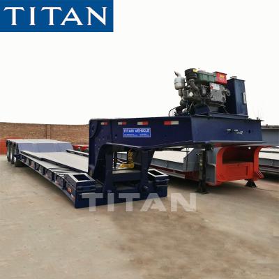 China 3 axles 100 ton Hydraulic detachable goose neck lowboy trailer for sale