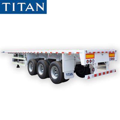 China TITAN shipping 3 axle 40ft container transport flatbed semi trailer for sale