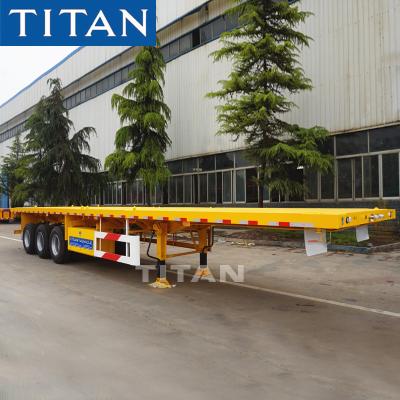 중국 TITAN tri axle 40 foot flat bed trailer 50 ton flatbed semi trailer for sale 판매용