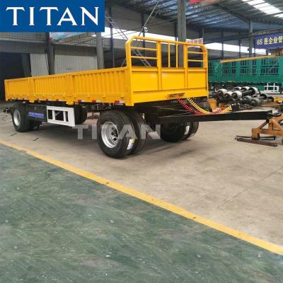 China TITAN 30 Tons 2 Axles Side Wall Pulling Dropside Drawbar Trailer for Sale à venda