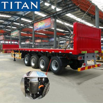 China TITAN 4 axle 40-60 ton truck with platform flatbed logistics trailer for sale