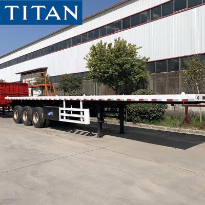 China TITAN tri axle 20/40ft flatbed trailer for sale in California for sale