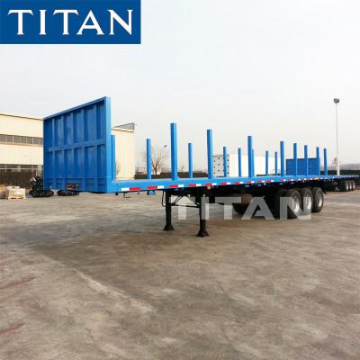 China TITAN tri axle wood transport semi trailer with stake hole for sale for sale