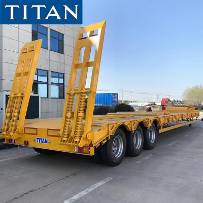 China TITAN 3 axle step drop deck low loader lowbed trailer for sale for sale