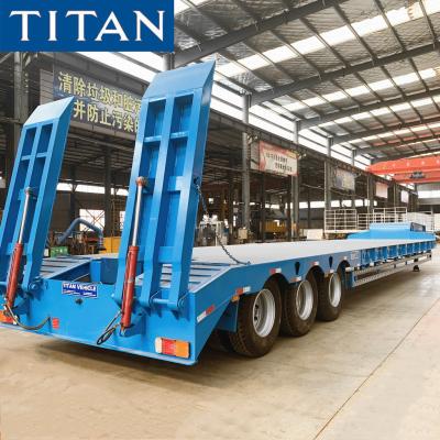 China TITAN 3 axle 60/80 tonne drop step deck lowbed trcuk semi trailer for sale