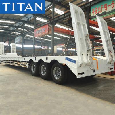 中国 Tri Axle 80 Tons Machine Carriers Hydraulic Low Bed Trailer 販売のため