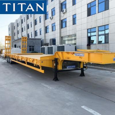 China 3 Axle Low Bed Vehicle 60 Ton Heavy Haul Load Bed Truck for sale