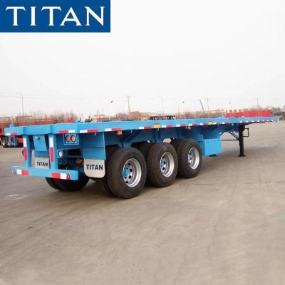 China Tripple axle flat bed 40ft container carrier trailer platform semi truck flatbed trailer for sale price for sale