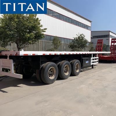 China 40ft Container Transport Platform Semi Trailer Flat Bed Trailer with Twist lock for sale