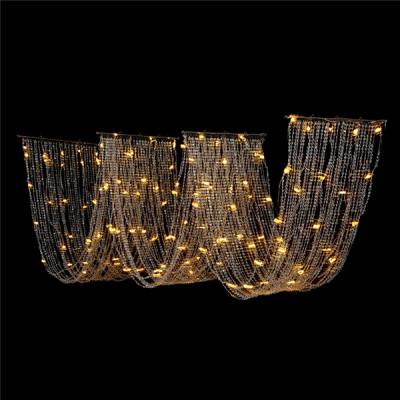 China Plastic 15 FEET LONG CEILING DIAMONDS DRAPER BEADED DESIGN WAVE CURTAIN WITH LED LIGHT for sale