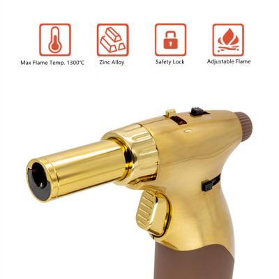 China Butane Culinary Blow Torch Double Jet Flame Lighter With Safety Lock for sale
