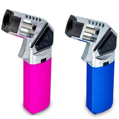 China Windproof Straight Torch Blue Flame Lighter Refillable Butane Torch Kitchen Blow Lighter for sale