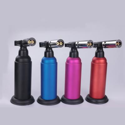 China 200mm Double Jet Flame Butane Torch Lighter Kitchen Refillable Blow Torch Heating Melting for sale