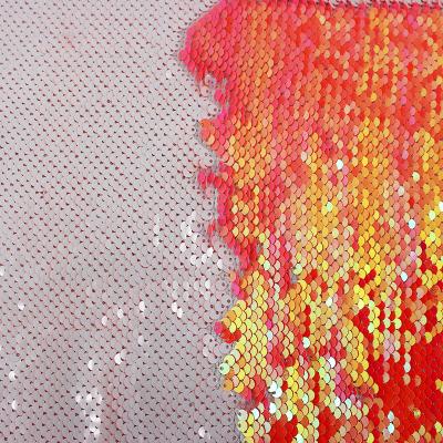 China Mermaid Sequin Textile Cloth Material Flip Two-tone Reversible Sequin Embroidery Fabric for sale