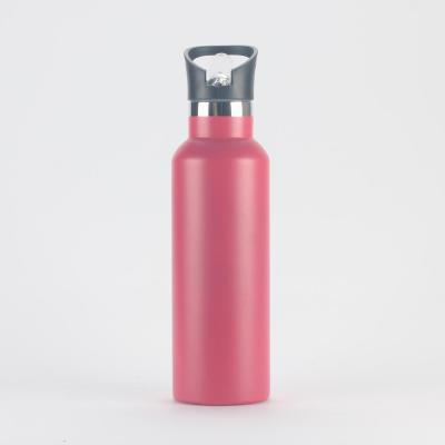 China 2020 Promotion Double Wall Viable 304 Stainless Steel Insulated Vacuum Sports Bottle, 600ml Straw Lid Vacuum Flask for sale