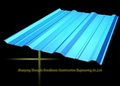 China Long Span Color Coated Metal Corrugated Roofing Sheets / PPGI Roof Steel Panels for sale
