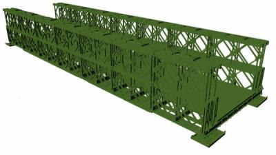 中国 Otのすくいによって電流を通される緑の一時的なベイリー橋Q345B-Q460の等級の鋼鉄 販売のため