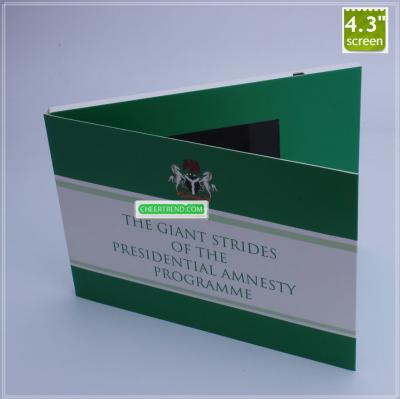 China Card size 148x210mm 4.3 inch screen video lcd display video brochure /video book promotion for sale