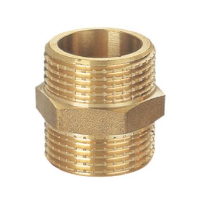 China DN15-DN50 Brass Fittings Threaded M/M Brass Hexagon Nipple for sale