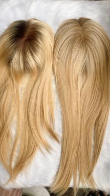 China Wholesale top quality virgin European hair Jewish topper silk top half wig Kosher topper for sale