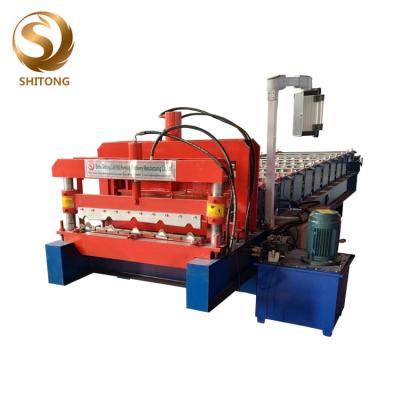 China hydraulic automatic metal profile roof  glazed tile steel rolling machine for sale