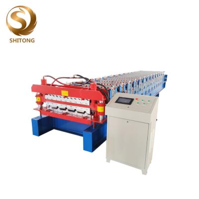 China color steel roof sheet making double deck roll forming machine for sale