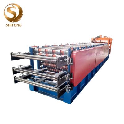 China Computer control color steel tile double deck roll forming machine color steel tile double deck roll forming machine for sale