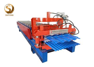 China Double layer glazed tile roof panel iron fiber sheet roll forming making machine for sale