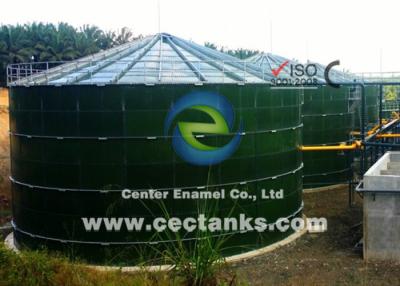 China Dark Green Glass Fused Steel Tanks For Biogas Digester , CSTR , AF With Biogas Holder Storage Double Membrane System for sale