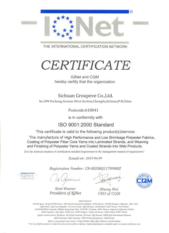ISO 9001;2000 Standard - Sichuan Groupeve Co., Ltd.