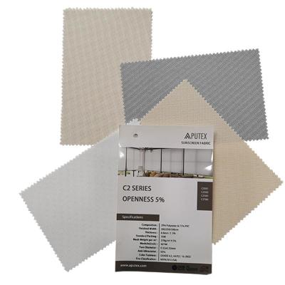 China C2500 PVC Coated Sun Screen Mesh Fabric Blinds For Windows White Gray Beige for sale