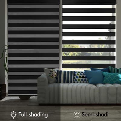 China 100% polyester elegance zebra blinds stof voor venster double blinds Te koop