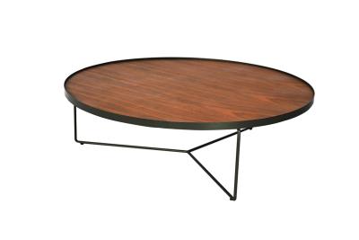 China Mesa de café con marco de metal redondo personalizado Mesa de café de madera sólida estable en venta