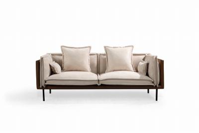 China Sofa's met massief houten frame, met witte linnen, ODM, vlekbestendig, sectioneel. Te koop