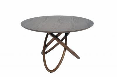 China Recycled Modern Wood Round Dining Table Nordic With Wooden Leg for sale