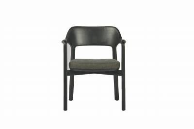 China ODM Contemporary Dining Arm Chairs Modern Accent Armchair With Black Metal Legs for sale