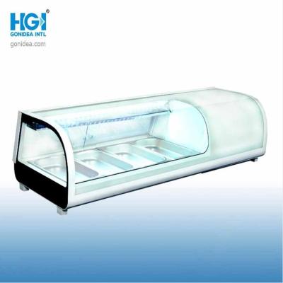 China Curved Table Top LED Light Sushi Display Refrigerator CE Approval for sale