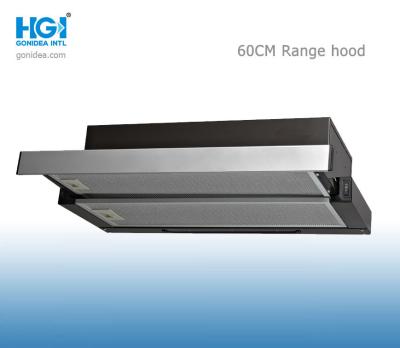China 60CM Slim Slide Out Telescopic Range Cooker Hood Stainless Steel for sale