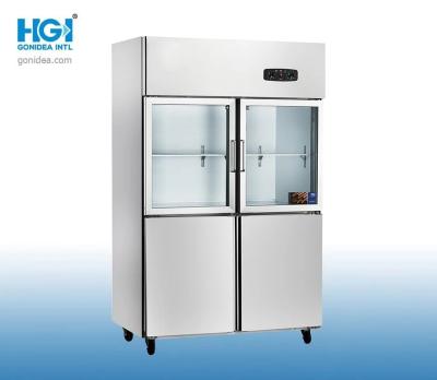 China Stainless Steel Refrigerant R600A Commercial Refrigerator With 2 Glass Door for sale