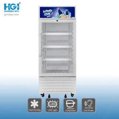 China Bebida vertical mostrador refrigerador puerta de vidrio ventilador interno refrigerador 170L en venta