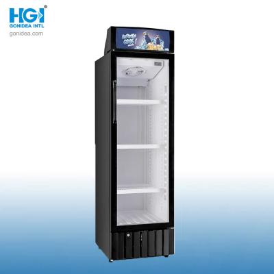 Китай Коммерческий вентилятор охлаждения стеклянная дверь напитки дисплей вертикальный охладитель напитки холодильник продается