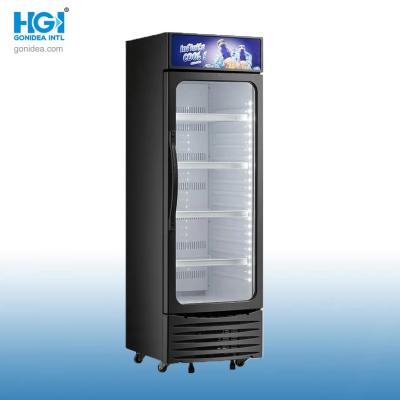 China Puerta de cristal de 310L Durable Usando el refrigerador de vitrina vertical comercial para bebidas en venta
