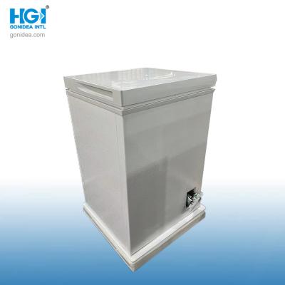 China 220V / 50Hz Mini Deep Chest Freezer With Door Lock And Silver Exterior Appearance for sale