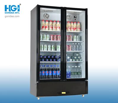 China Refrigerador de cristal doble vertical 470L de la exhibición de la puerta de R600a en venta