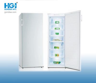 China Manual Defrost 235L Single Door Upright Freezer With Pull Out Drawers 360deg CCC for sale