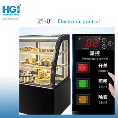 중국 CCC 식당 만곡 글래스 빵집 진열장은  AC220V 60HZ를 냉동시켰습니다 판매용