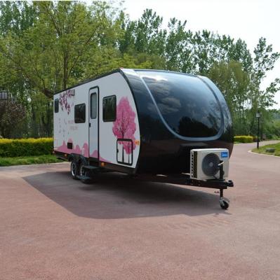 China ISO Light Fiberglass Travel Trailers Air Conditioner Lithium Battery Camper Trailer for sale