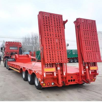 China 40ft 45ft Truck Semi Trailer ABS Brake 2-4 Axles Low Bed  Semi Trailer for sale