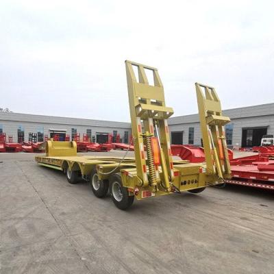 China Detachable Gooseneck Low Bed Semi Trailers With Slope For Excavators Bulldozers For Heavy Machines for sale